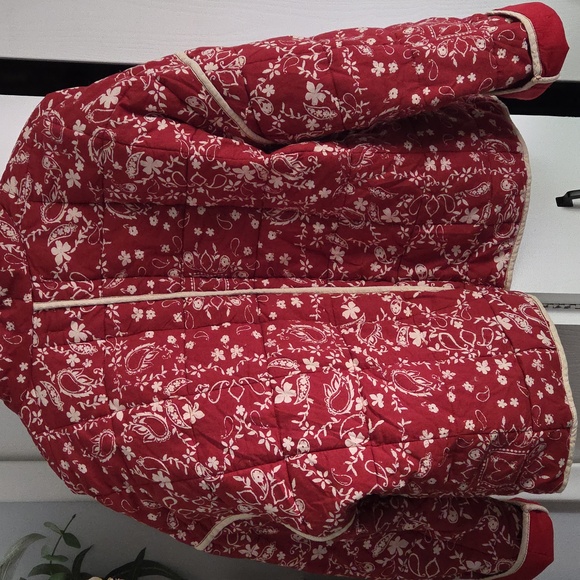 Free People Red and White Bomber Jacket - Picture 10 of 10